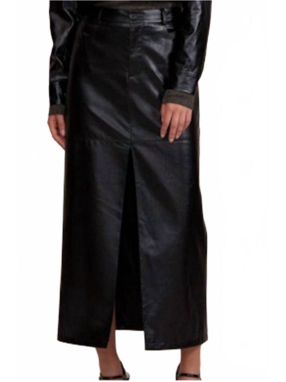 Black Faux Leather Maxi Skirt